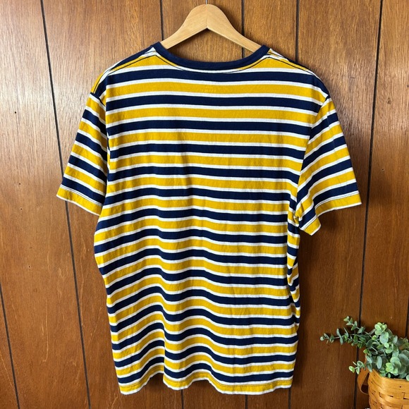 JCrew‎ Washed X Large Striped T Shirt Yellow Navy White Cotton - Picture 6 of 6